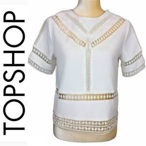 Topshop Embroidered Cut Out Blouse Top